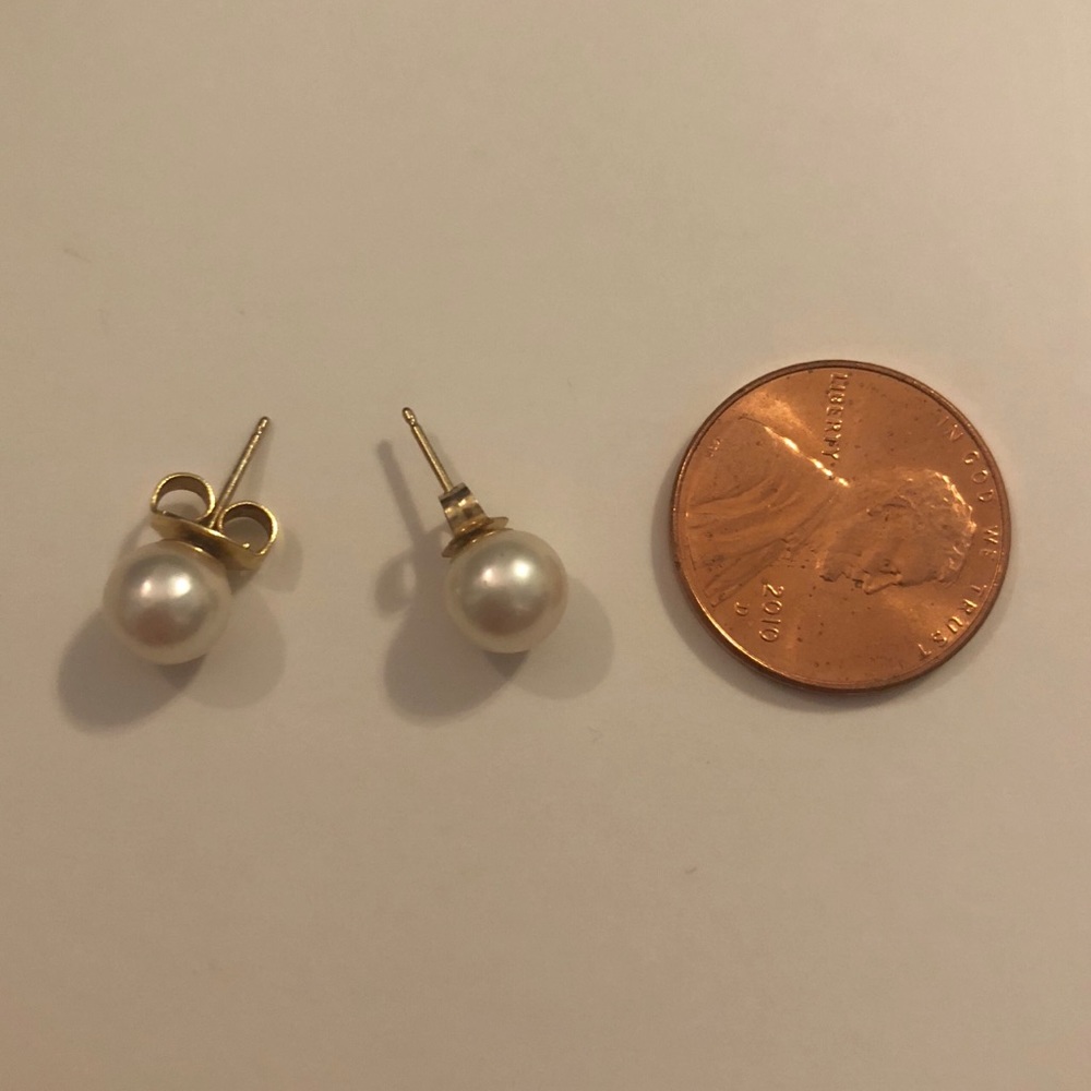 South Sea White Pearl Studs with 14k Gold